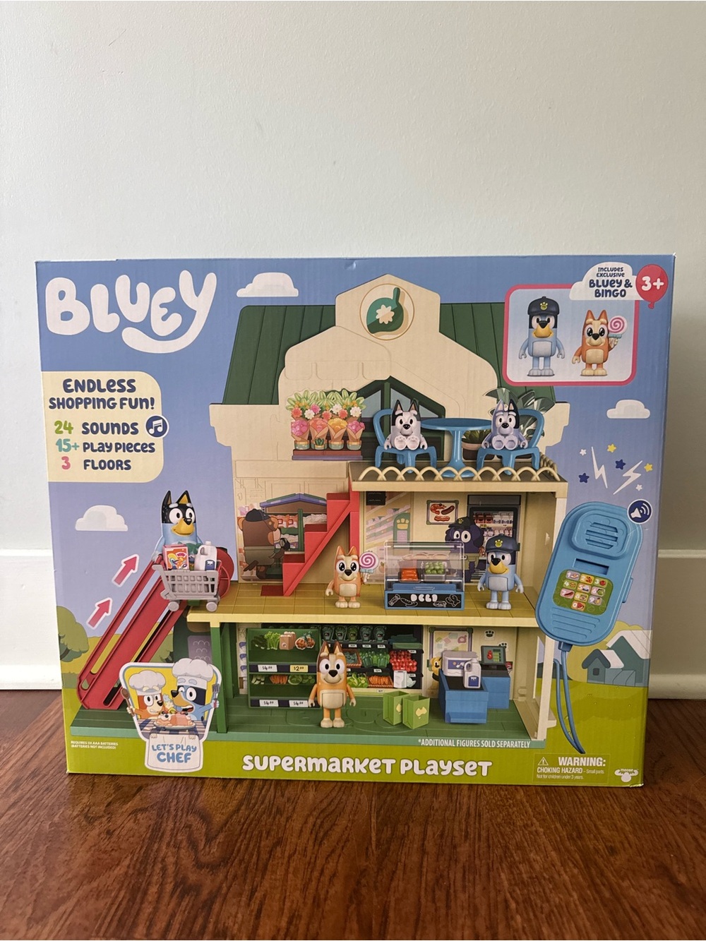 Bluey Supermarket Playset NEW! 24 sound 15+ pieces 3 floors Holiday Gift